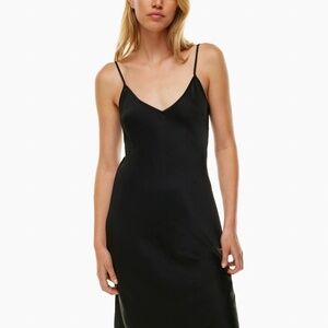 Aritzia Wilfred Slip Satin Midi Dress in Black (XS)